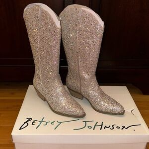 Betsey Johnson Glitter Boots - Gold